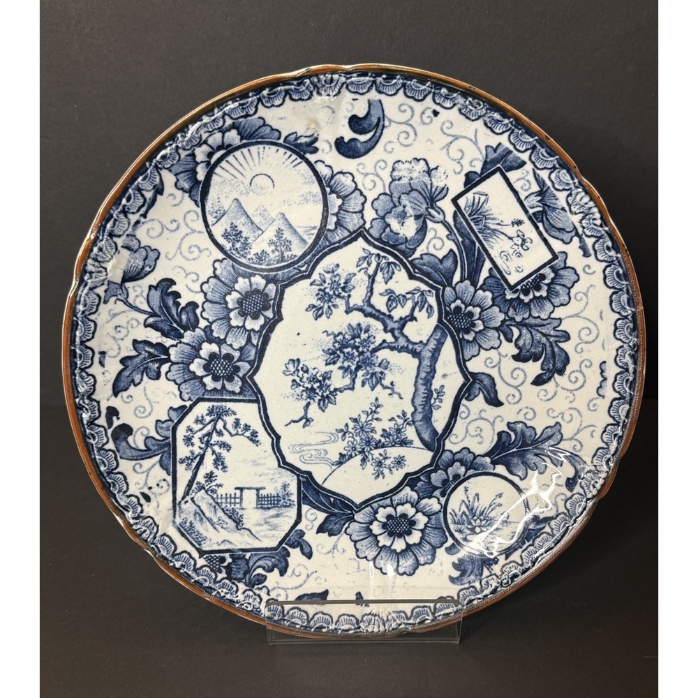 Antique Royal Bonn Pttn Tokio Blue White Porcelain Plate German Chinoiserie EUC